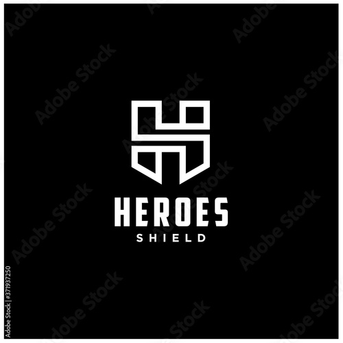 Initial Letter H History with Fortress Shield Shape logo design for secure protect business