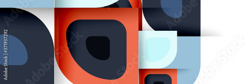Set of vector modern geometric abstract backgrounds with repeating abstract round shapes patterns and shadow effects