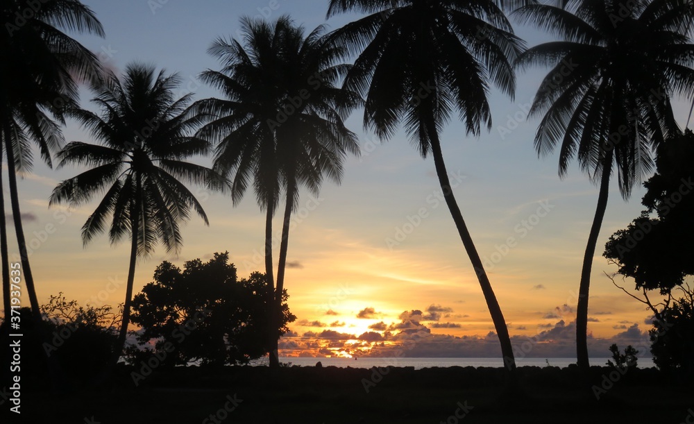 Sunset over tropical beach in central Pacific - 2017 Sunset over tropical beach in central Pacific - 2017