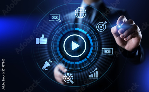 Video marketing online advertising business internet concept.