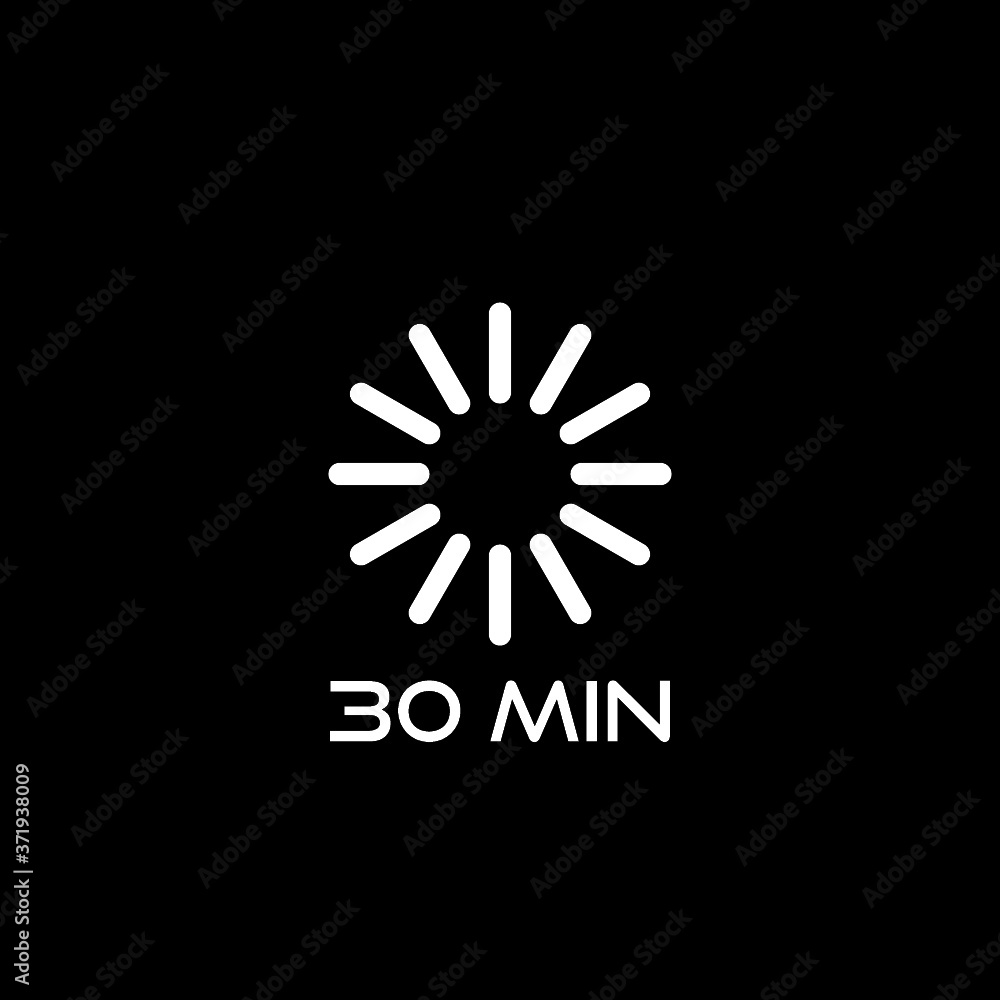 30 minutes glyph icon isolated on dark background 30 minutes glyph icon isolated on dark background