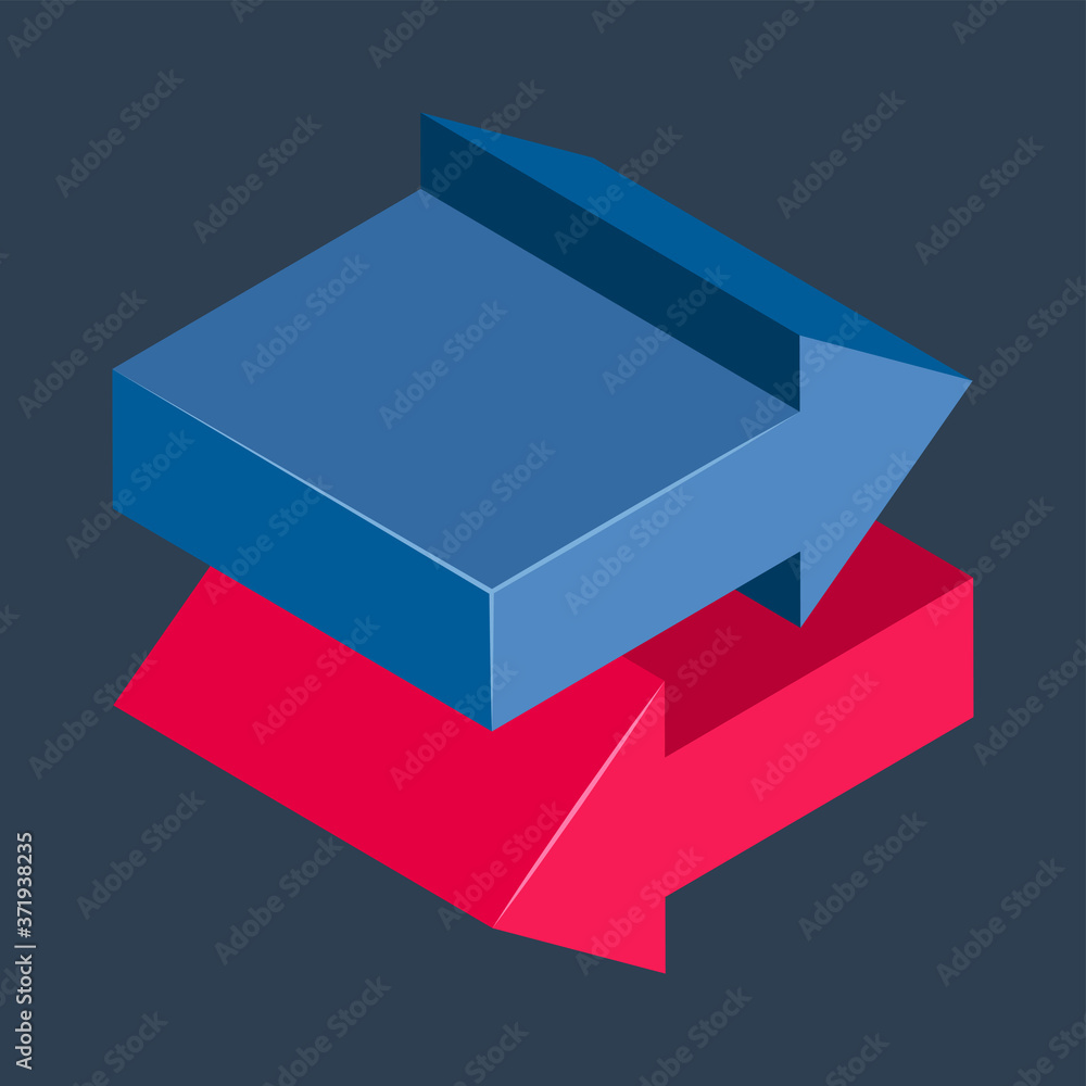 Banking & finance, Arrows direction, Isometric 3D icon. Banking & finance, Arrows direction, Isometric 3D icon.
