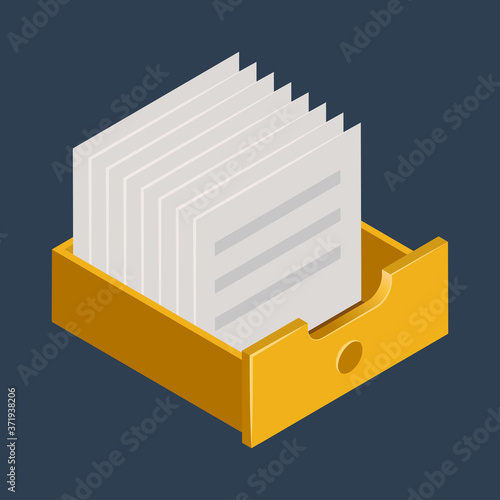 Banking & finance, Archives files, Isometric 3D icon.