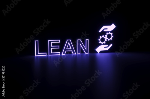LEAN neon concept self illumination background 3D illustration