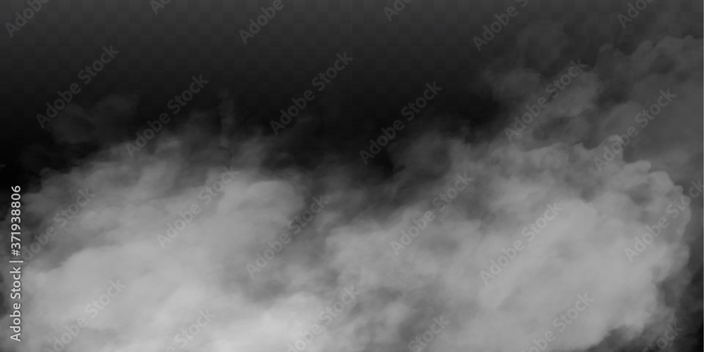 Fog or smoke isolated transparent special effect. White vector cloudiness, mist or smog background. Vector illustration