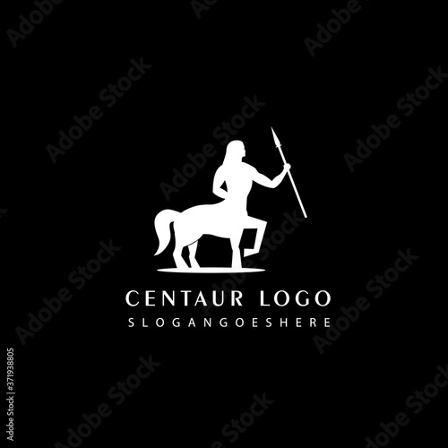 Simple Flat Centaur Logo Design Vector