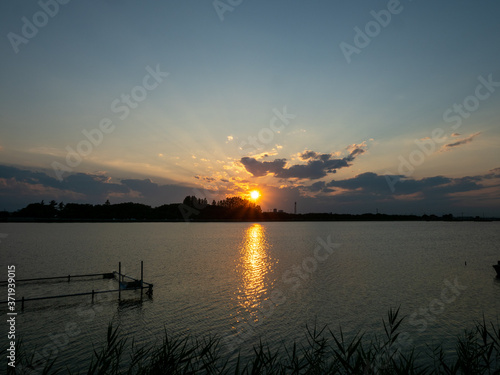 伊佐沼の夕陽