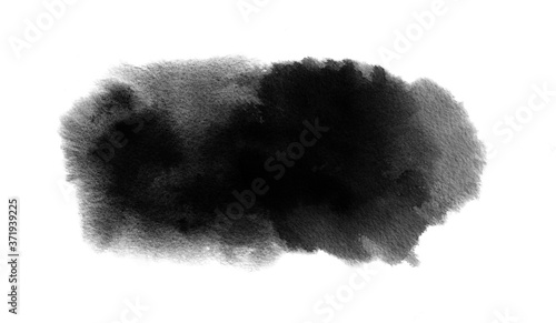 Black watercolor stain with watercolour paint blot, brush stroke for Halloween background