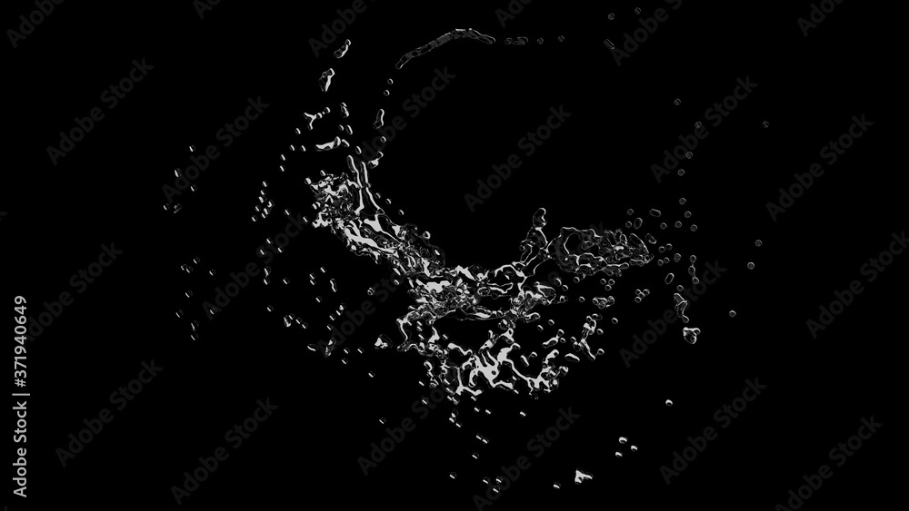 The stream of water, the circular motion, 3D, realistic picture.