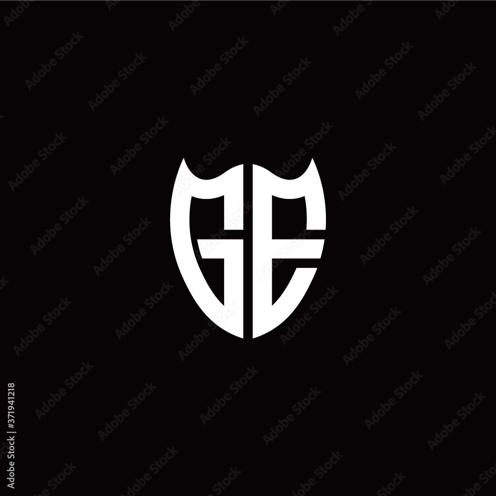 Initial G E letter with shield modern style logo template vector Initial G E letter with shield modern style logo template vector
