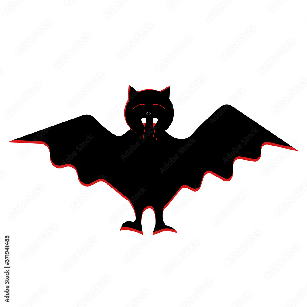 Isolated scary and creepy black bat for halloween. Flat vector illustration for icon and logo. Isolated scary and creepy black bat for halloween. Flat vector illustration for icon and logo.