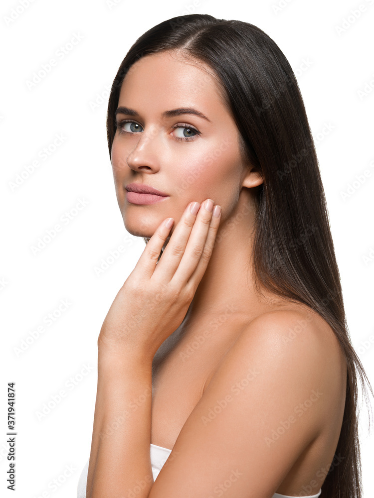 Beautiful Young Model Healthy Skin Smile Face Portrait