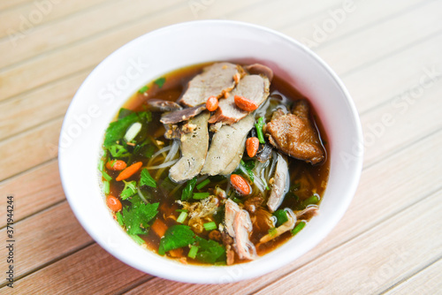 Noodles soup bowl Asian food style - Duck noodle soup in Thailand