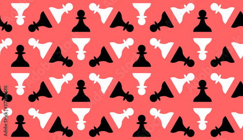 Seamless pattern with Chess pawn. Endless background. Vector illustration.