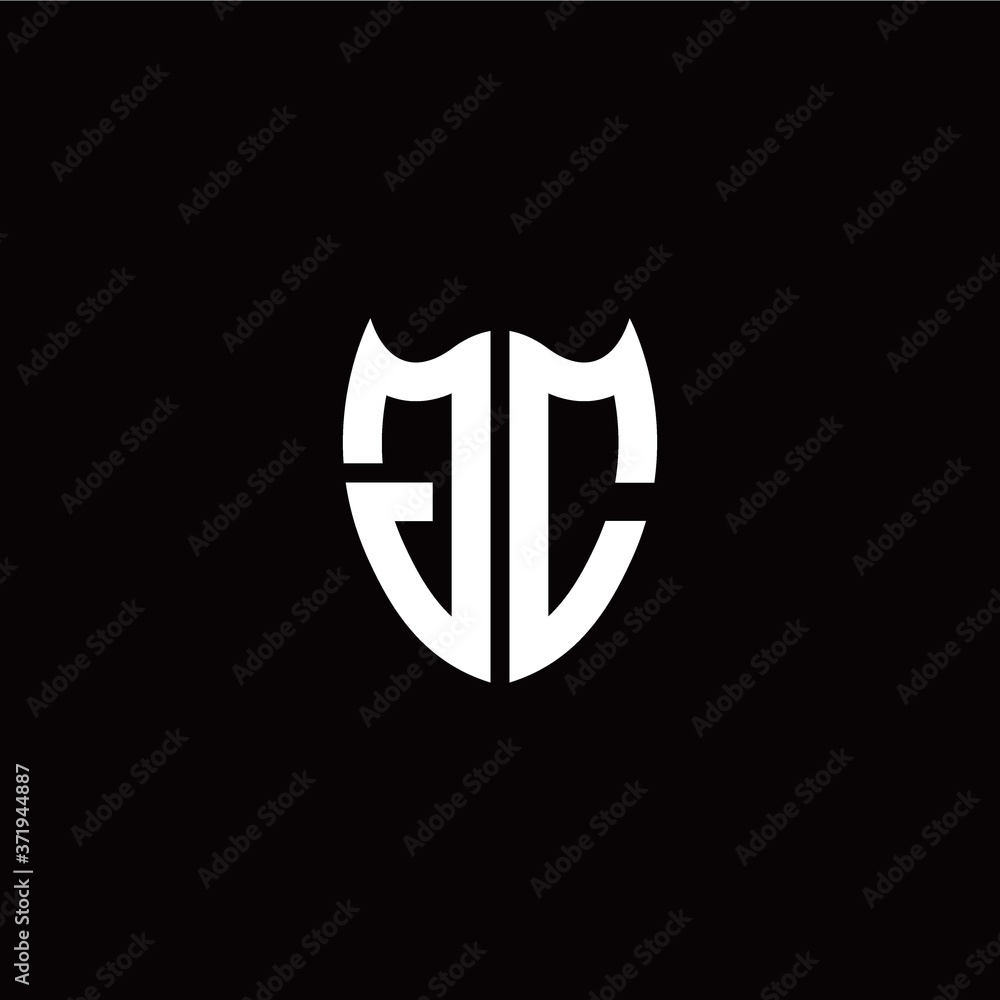 Initial J C letter with shield modern style logo template vector Initial J C letter with shield modern style logo template vector
