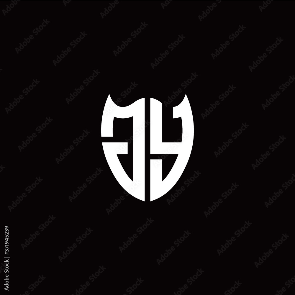 Obraz premium Initial J Y letter with shield modern style logo template vector