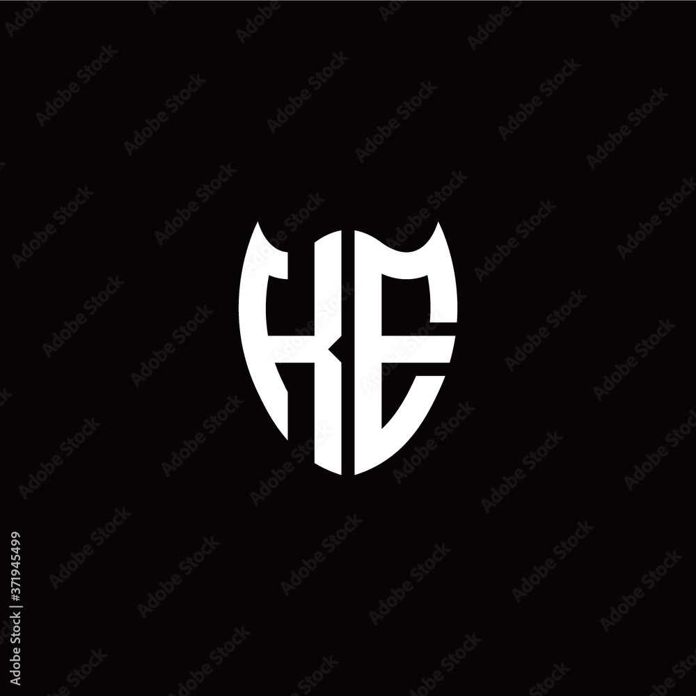 Obraz premium Initial K E letter with shield modern style logo template vector