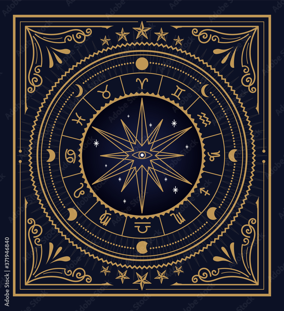 Divine magic occult symbolism occultism vintage label vector