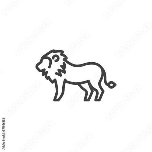 Lion  animal line icon. linear style sign for mobile concept and web design. Standing lion  side view outline vector icon. Symbol  logo illustration. Vector graphics
