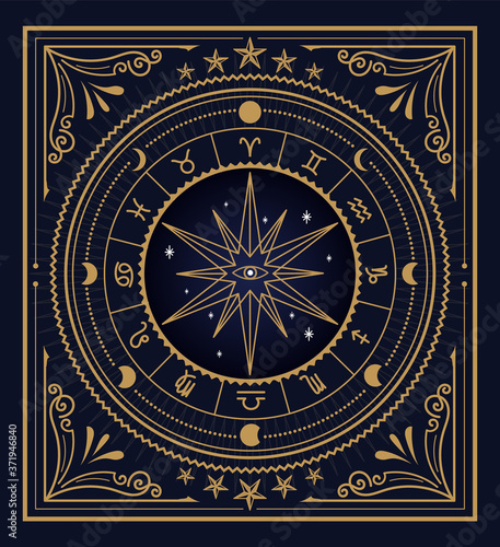 Divine magic occult symbolism occultism vintage label vector