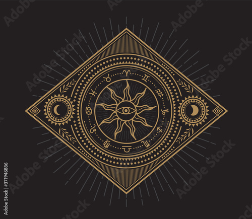 Divine magic occult occultism symbols vector illustration