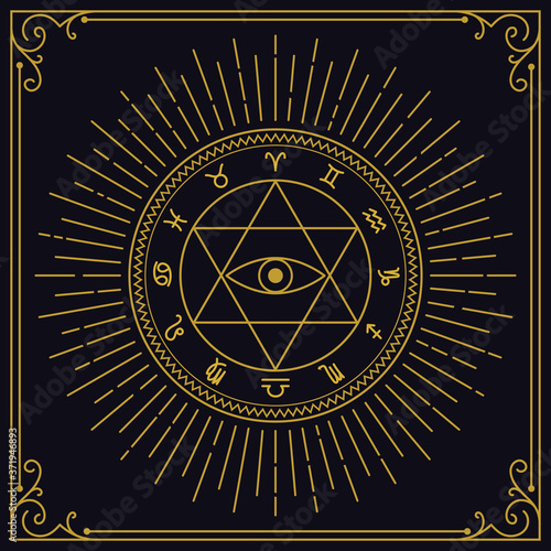 Divine magic occult symbolism occultism vector illustration