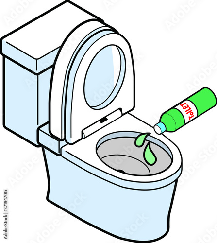洋式トイレの便器に洗剤をかける