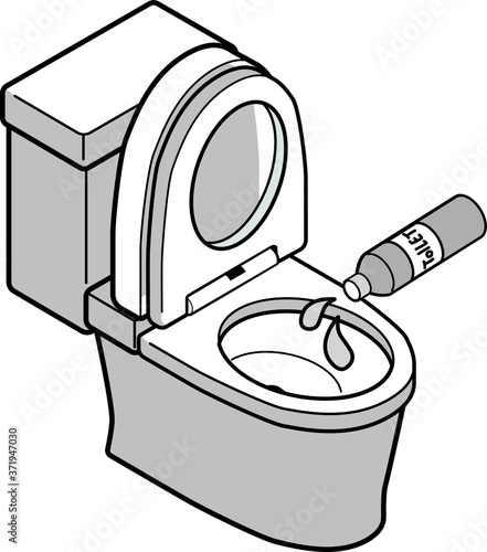 洋式トイレの便器に洗剤をかける