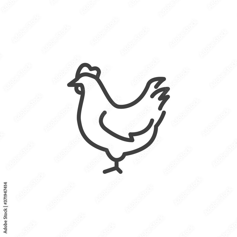 Chicken bird line icon. linear style sign for mobile concept and web design. Chick outline vector icon. Symbol, logo illustration. Vector graphics Chicken bird line icon. linear style sign for mobile concept and web design. Chick outline vector icon. Symbol, logo illustration. Vector graphics