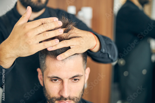 Close up of serious man looking forward