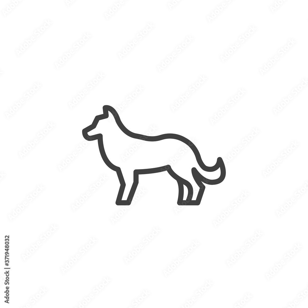 Fototapeta premium Fox, animal line icon. linear style sign for mobile concept and web design. Fox side view outline vector icon. Symbol, logo illustration. Vector graphics