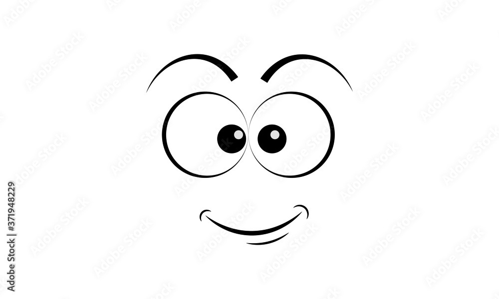 Fototapeta premium Cartoon Face, Expressive eyes and mouth, face expressions, Caricature comic emotions 