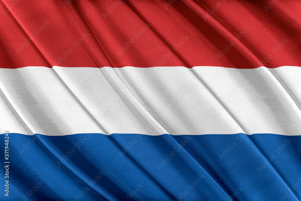 Colorful Netherlands flag waving in the wind. 3D illustration. Colorful Netherlands flag waving in the wind. 3D illustration.