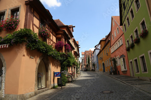 Empty streets of the old town of Rothenburg ob der Tauber