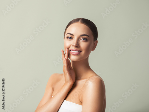 Beautiful teeth smile woman beauty face portrait