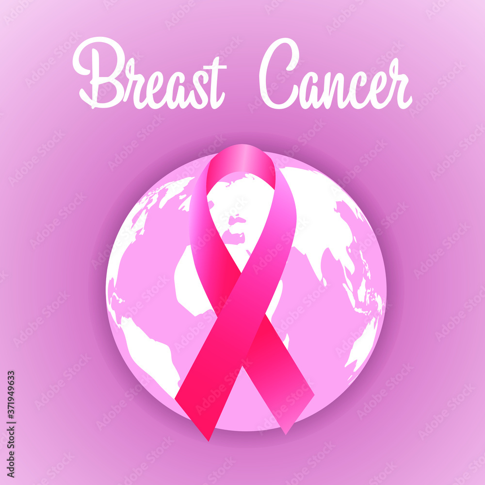 Symbol of breast cancer awareness month in October. Realistic pink ribbon. Poster template. Vector illustration. Symbol of breast cancer awareness month in October. Realistic pink ribbon. Poster template. Vector illustration.