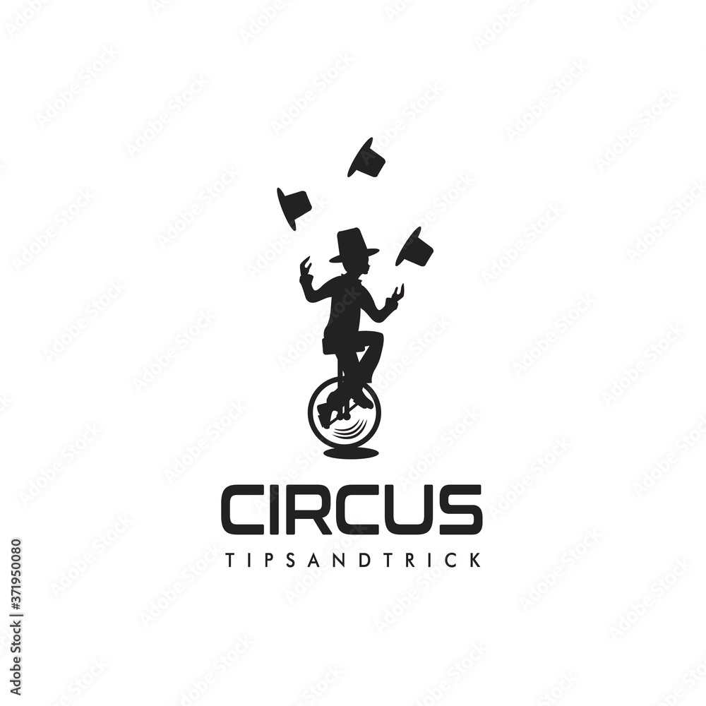 Circus Hat Attraction on Bicycle Logo Design Vector Circus Hat Attraction on Bicycle Logo Design Vector