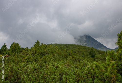 Clouds hitting the top of the Tatra mountain  Slovakia