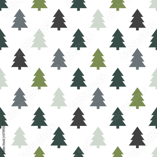 Bright green background with christmas trees. Vector seamless patterns. Perfect for xmas and new 2021 year invitation, greeting cards, textile, wrapping paper, stationery