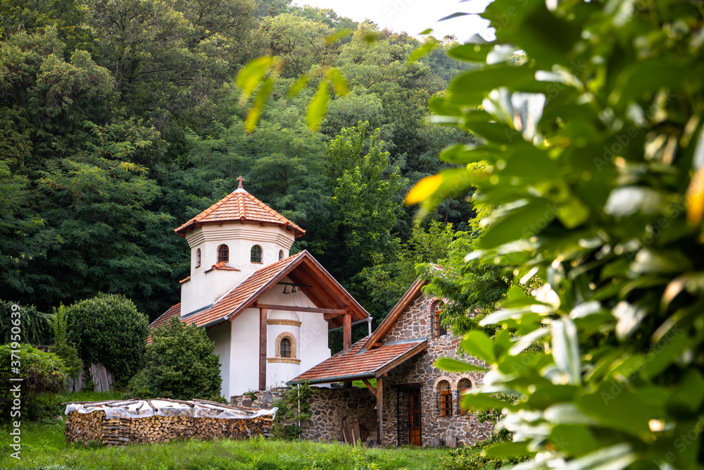 Old mediveal church in the middle of a mountain in Hungary in Szent György-hegy,  cute small relegious hideout