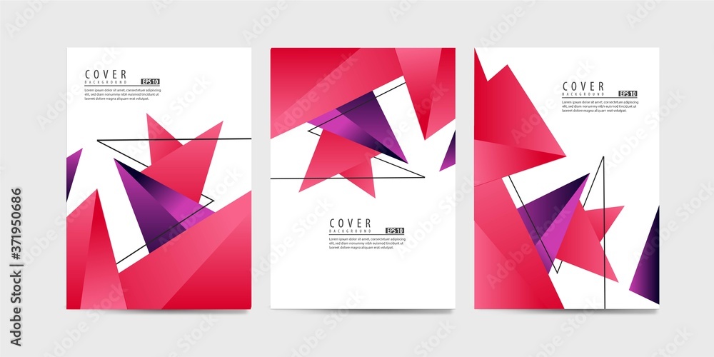 Covers with minimal design. Colourful gradient geometric backgrounds for your design. Applicable for Banners, Placards, Posters, Flyers etc. Eps10 vector