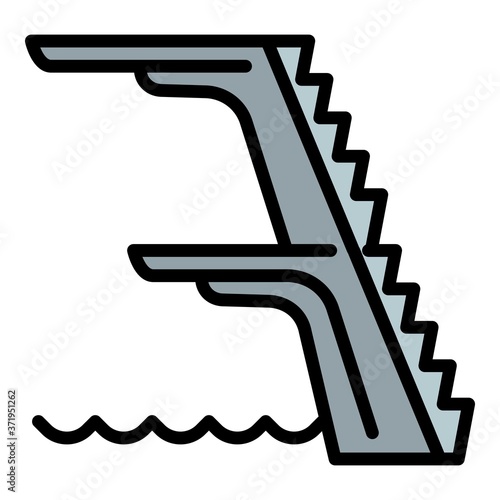 Pool jump tower icon. Outline pool jump tower vector icon for web design isolated on white background