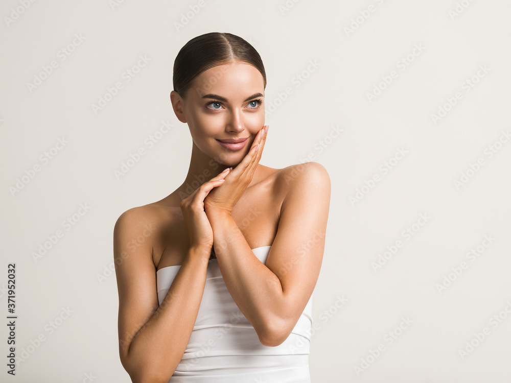 Healthy skin woman natural make up beauty face closeup Healthy skin woman natural make up beauty face closeup