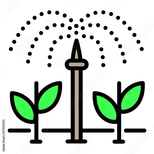 Farm irrigation icon. Outline farm irrigation vector icon for web design isolated on white background