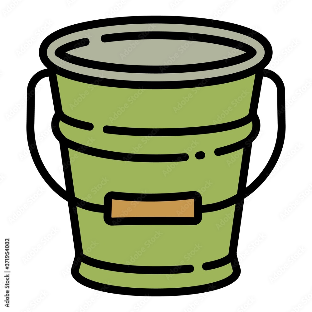 Gardening steel bucket icon. Outline gardening steel bucket vector icon for web design isolated on white background Gardening steel bucket icon. Outline gardening steel bucket vector icon for web design isolated on white background