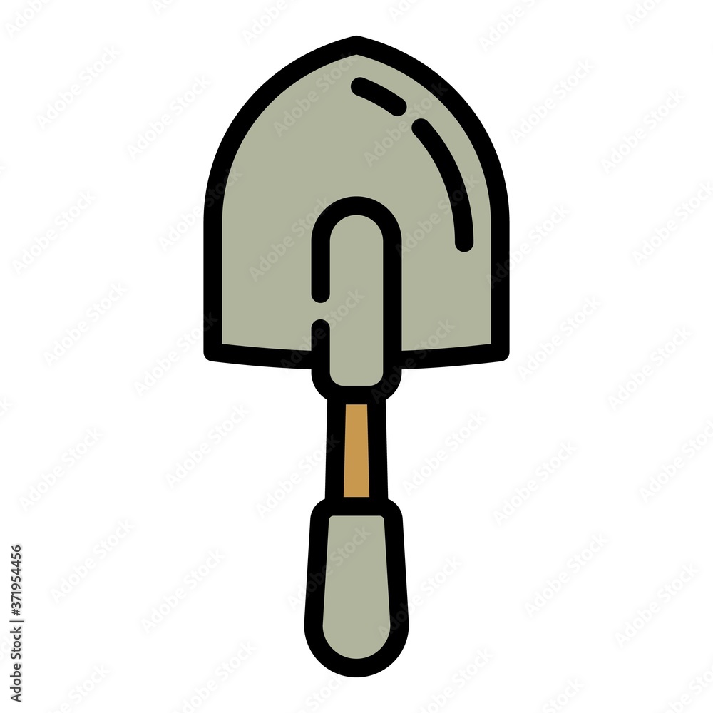 Steel hand shovel icon. Outline steel hand shovel vector icon for web design isolated on white background Steel hand shovel icon. Outline steel hand shovel vector icon for web design isolated on white background
