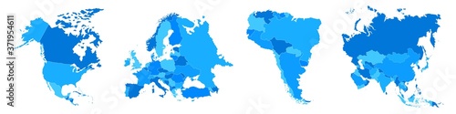 States of America territory. North and South America. Asia, Eurasia, Europe. Vector illustration. EPS 10