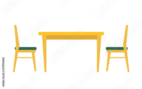 Vector illustration of a dining table. Stay at home concept.