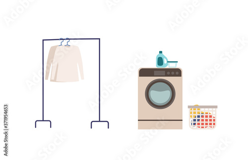 Vector illustration of a laundry machine. Concept for laundry, housework.