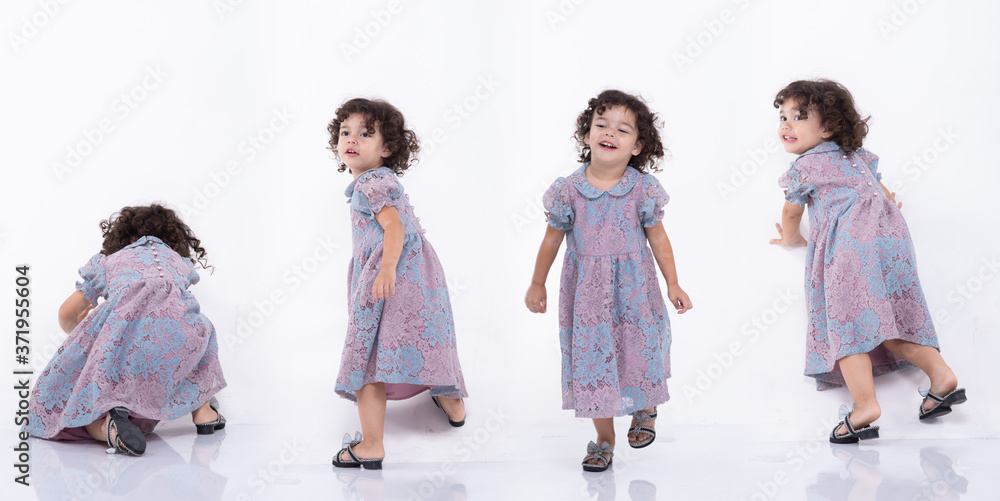 Caucasian Daughter Little girl play and smile with love